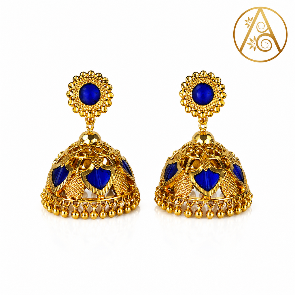 Premium Plated Earring(Premium Plated Blue Stone Jhumka Earrings)