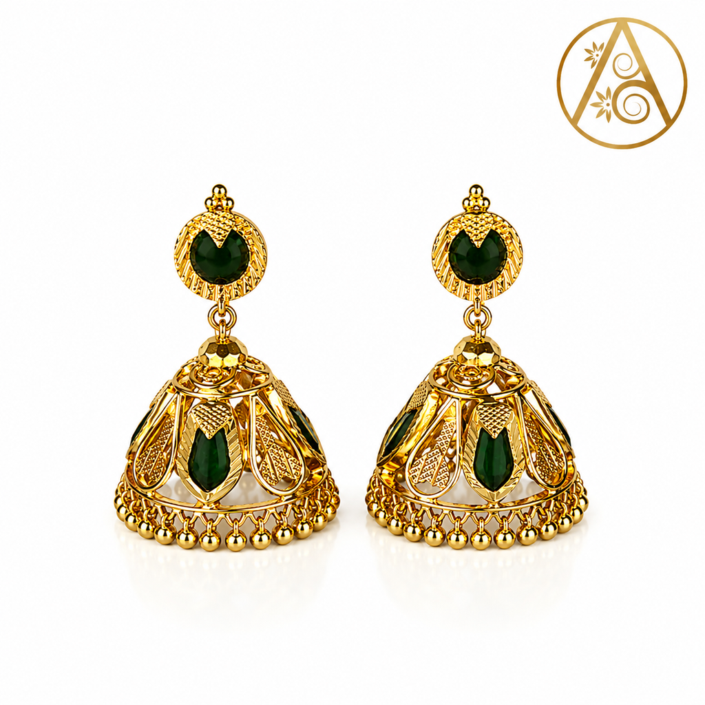 Premium Plated earring(Premium Plated Green Stone Jhumka Earrings)