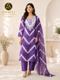Kurta set with Dupatta set(Purple Tie-Dye Kurta Set with Dupatta)