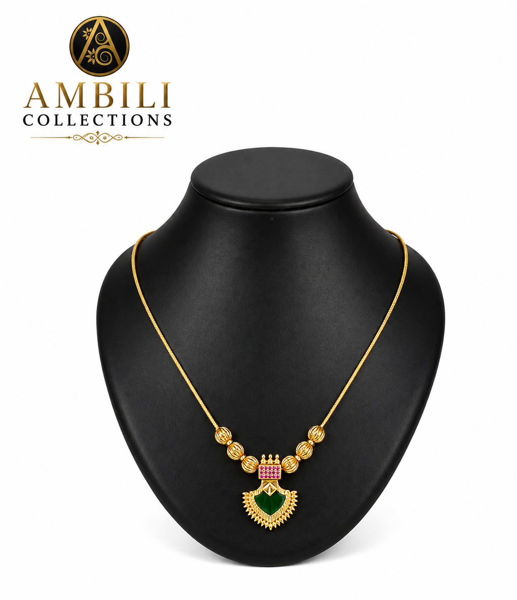 Premium plated Necklace (Premium Plated Green Stone Pendant Necklace)