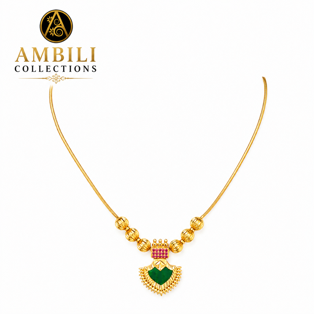 Premium plated Necklace (Premium Plated Green Stone Pendant Necklace)