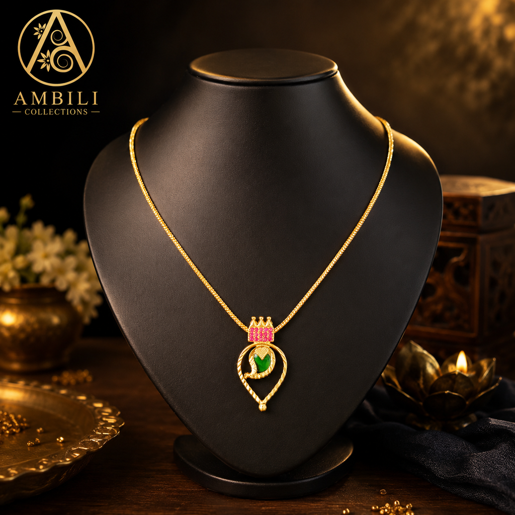 Premium Plated Necklace (Premium Plated Green Stone Pendant Necklace)
