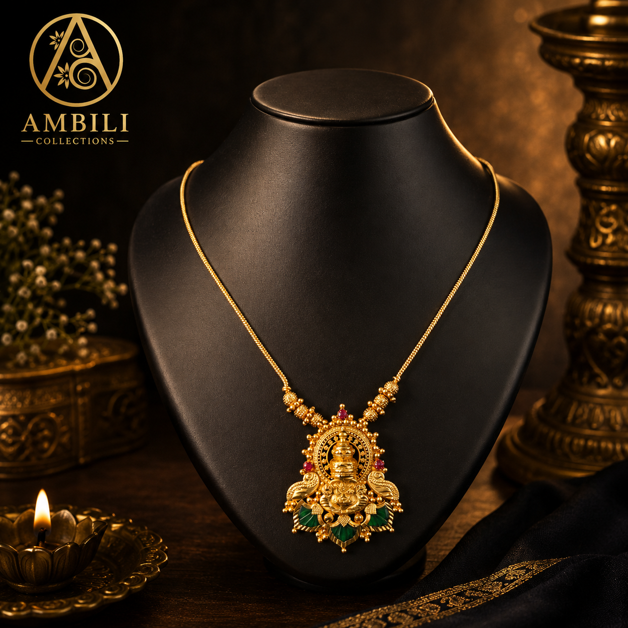 Premium Plated Jewelry (Premium Plated Traditional Temple Pendant Necklace)