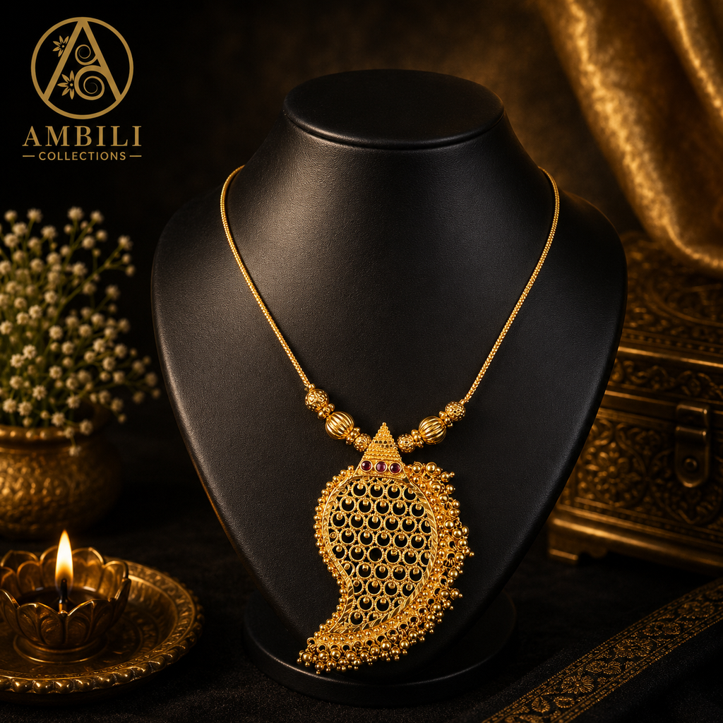Premium Plated necklace (Premium Plated Traditional Mango Pendant Necklace)