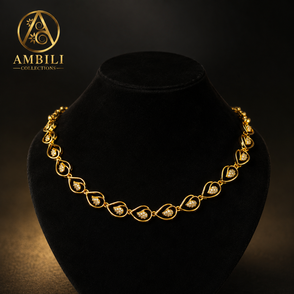 Premium Plated Jewelry(Premium Plated Contemporary Leaf Design Necklace)