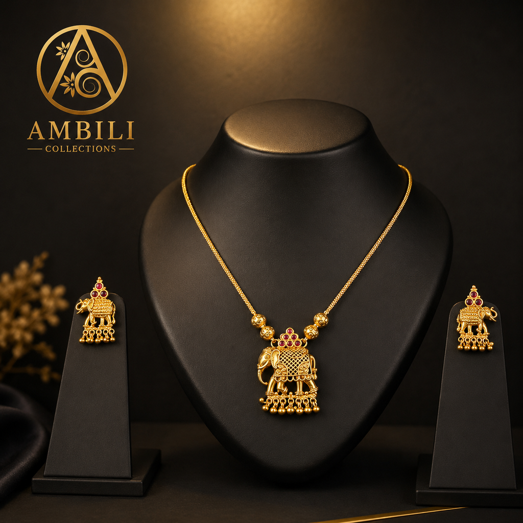 Premium Plated Necklace set(Premium Plated Traditional Elephant Pendant Necklace Set)