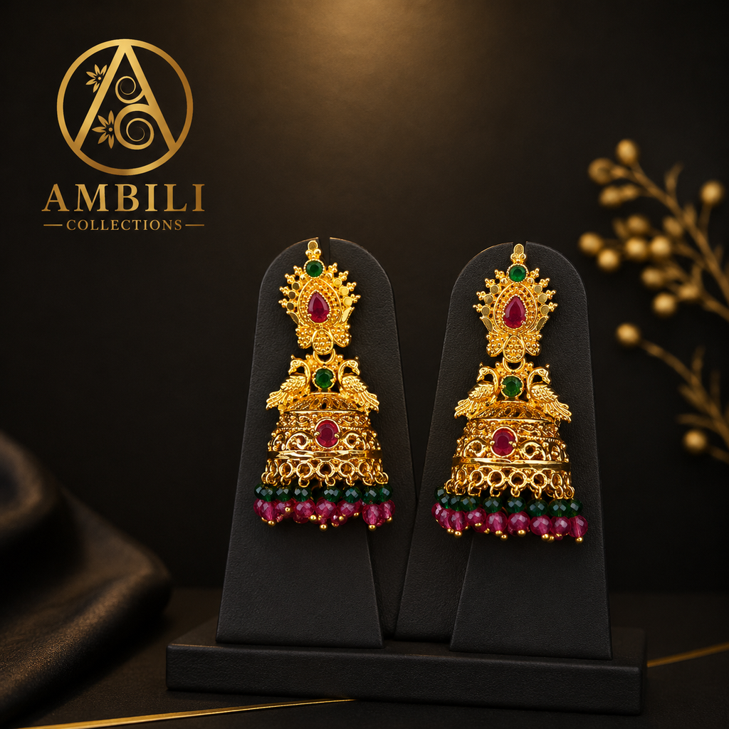 Premium Plated Earring (Premium Plated Kemp Stone Jhumka Earrings)