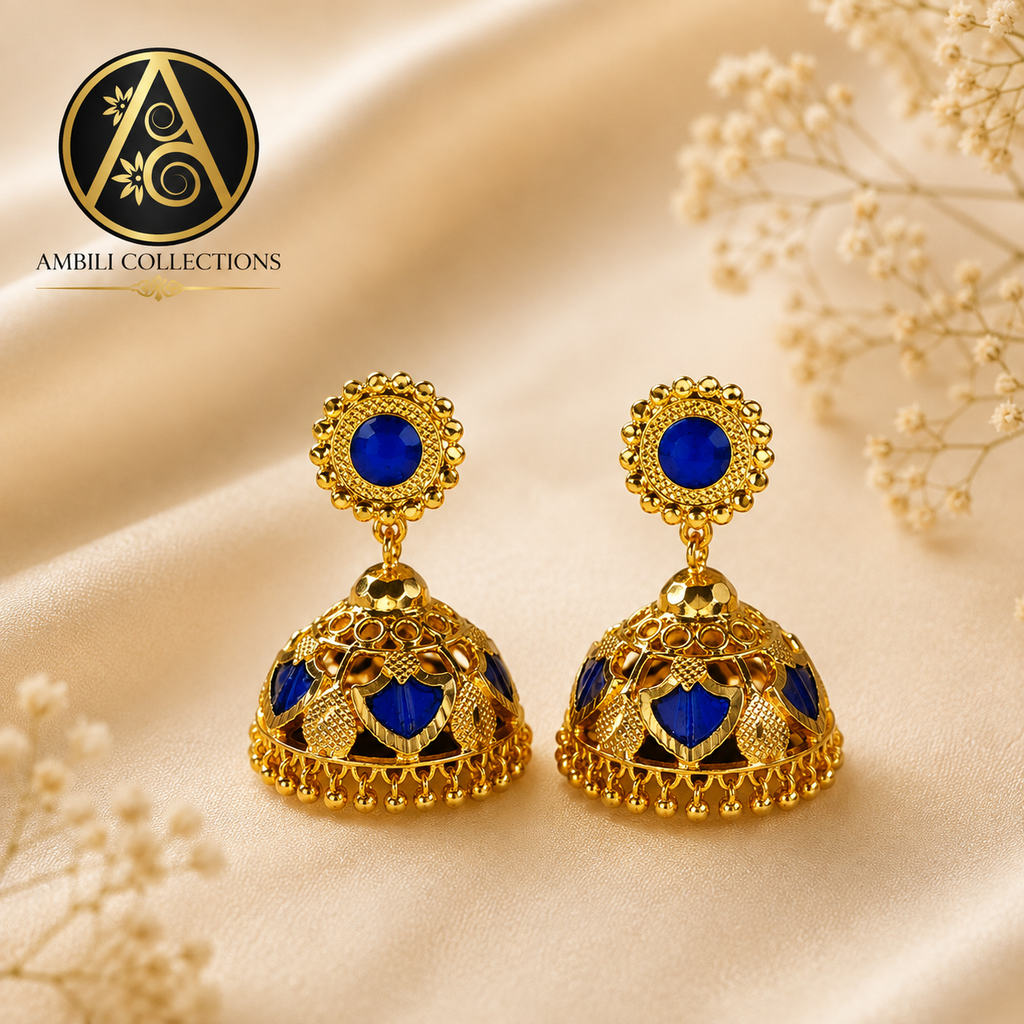 Premium Plated Earring(Premium Plated Blue Stone Jhumka Earrings)