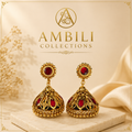 Premium Plated Earring(Premium Plated Ruby Red Stone Jhumka Earrings)