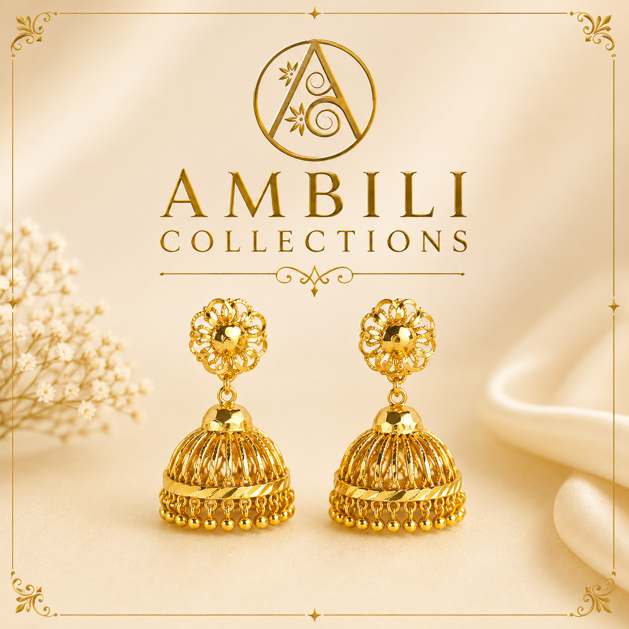 Premium Plated Earring (Premium Plated Floral Jhumka Earrings)