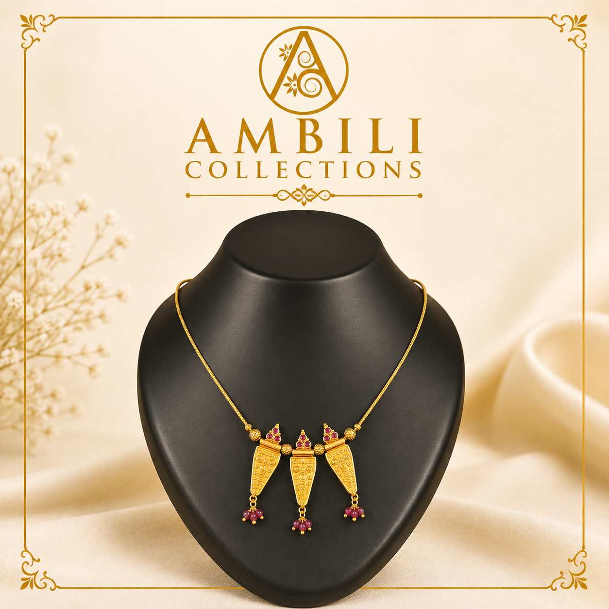 Premium Plated Necklace (Premium Plated Traditional Triple Pendant Necklace)