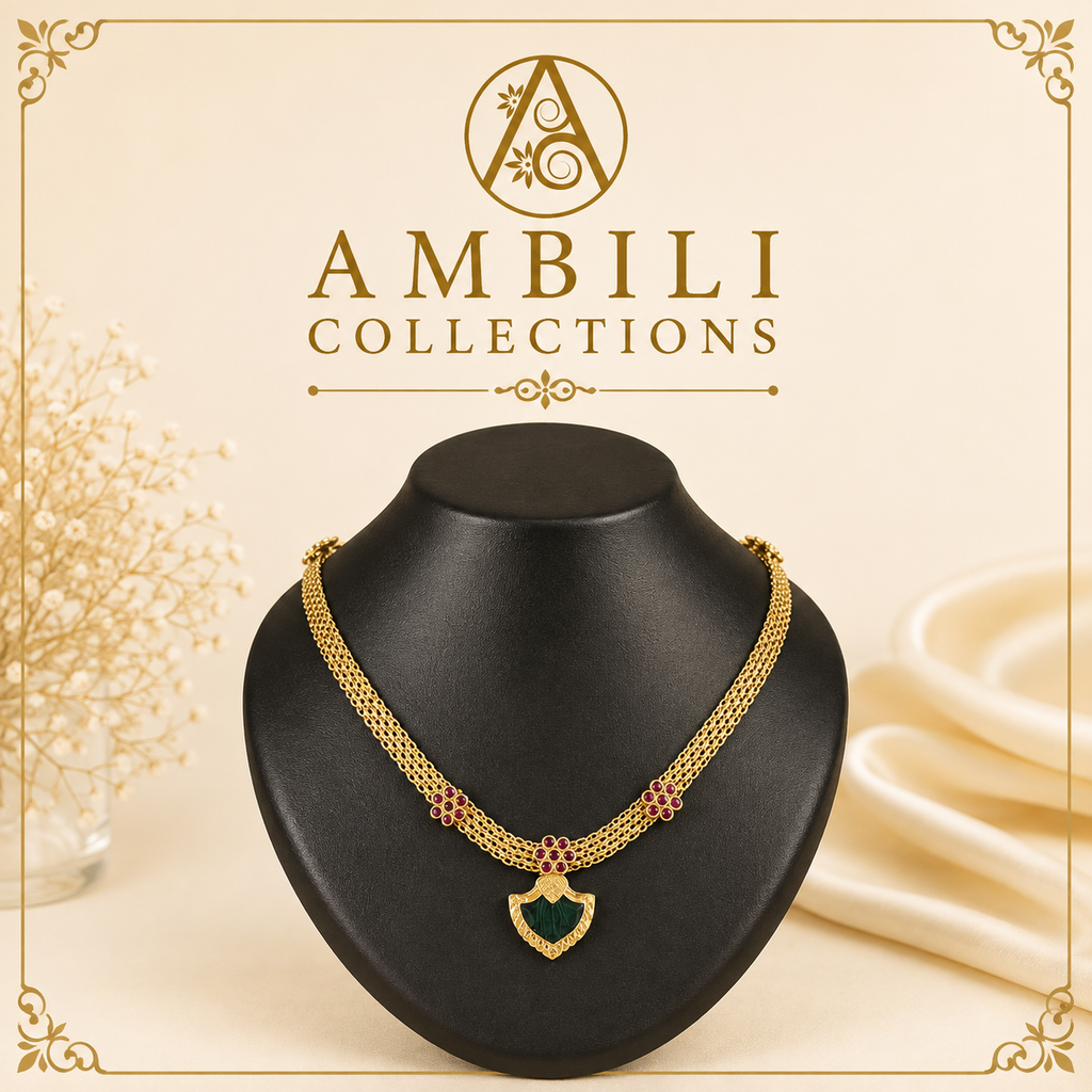 Premium Plated Jewelry(Premium Gold-Toned Palakka Multi-Chain Necklace)