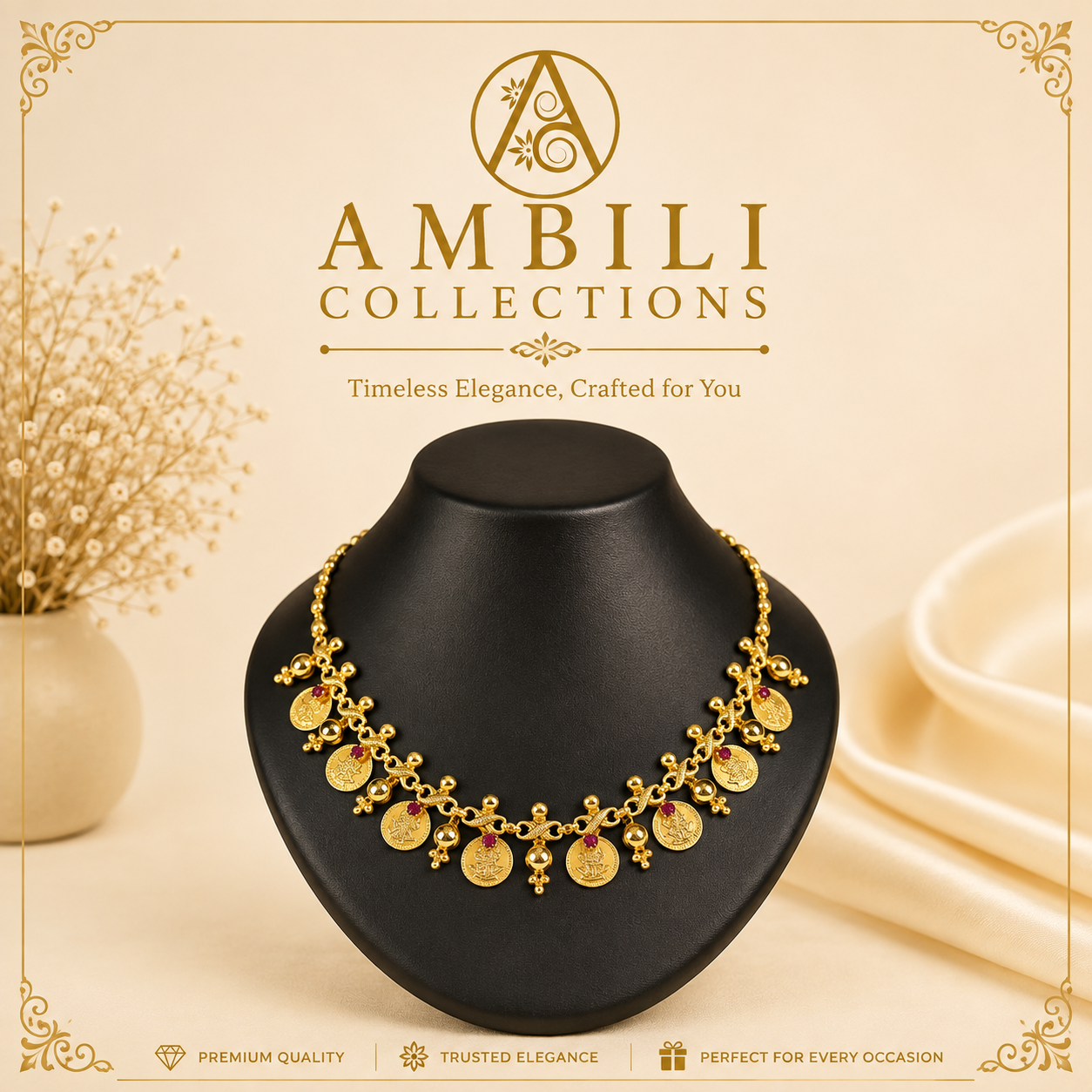 Premium Plated Necklace(Premium Gold-Toned Coin Necklace)