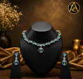 Imitation Jewelry(Elegant Aqua Crystal Necklace Set – Premium Imitation Jewelry)