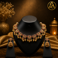 Imitation Jewelry (Traditional Floral Temple Necklace Set – Premium Imitation Jewelry)