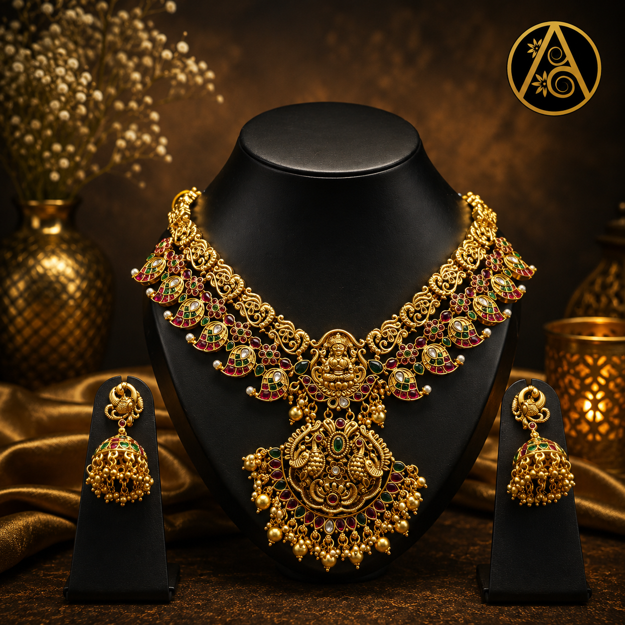 Imitation Jewelry (Royal Lakshmi Temple Necklace Set )