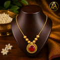 Premium Plated Jewelry(Premium Plated Red palakka Pendant Necklace)