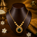 Premium Plated jewelry(Premium Plated Emerald Palakka Pendant Necklace)