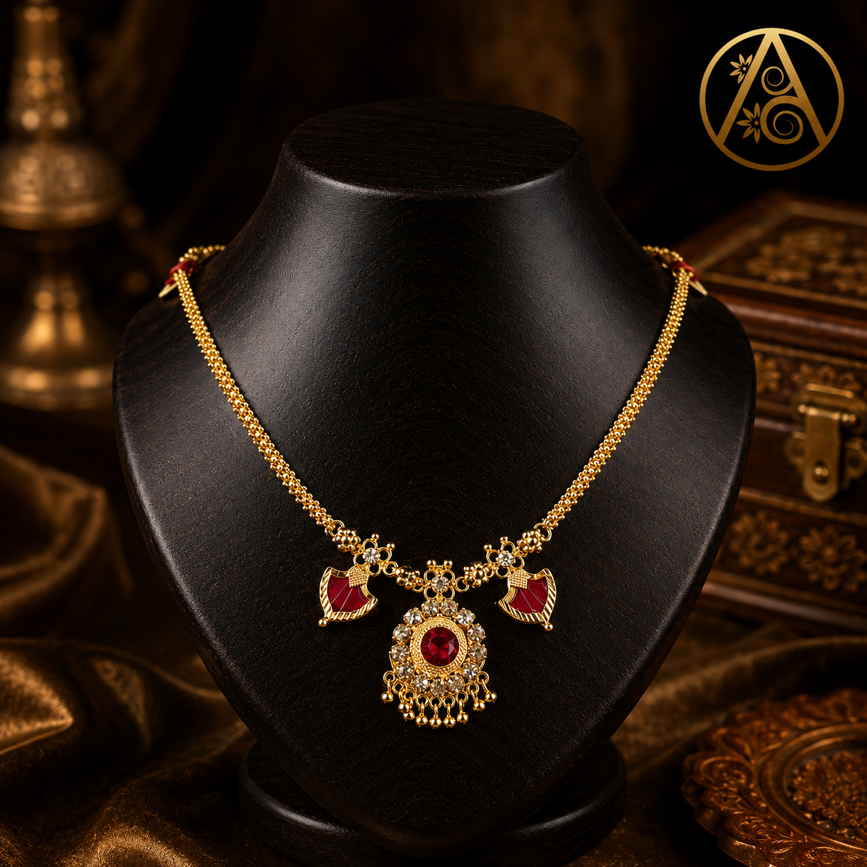 Premium Plated Jewelry (Premium Plated Red Palakka Necklace)