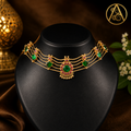 Premium Plated Jewelry(Premium Plated Emerald Palakka Choker Necklace)