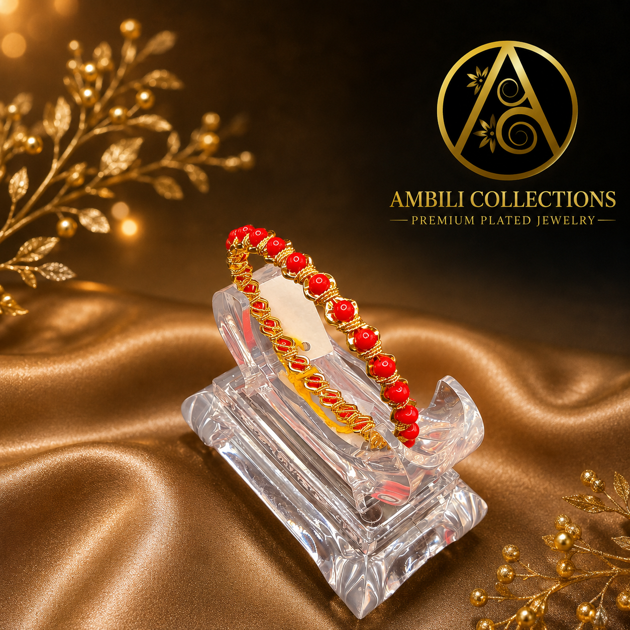 Premium Plated Bangle (Premium Plated Coral Bead Bangle)