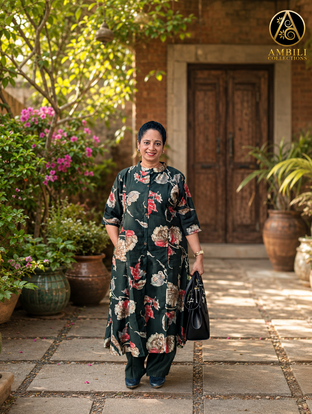 Kurta /Kurti Palazzo set (Elegant Floral Printed Co-ord Kurti Set)