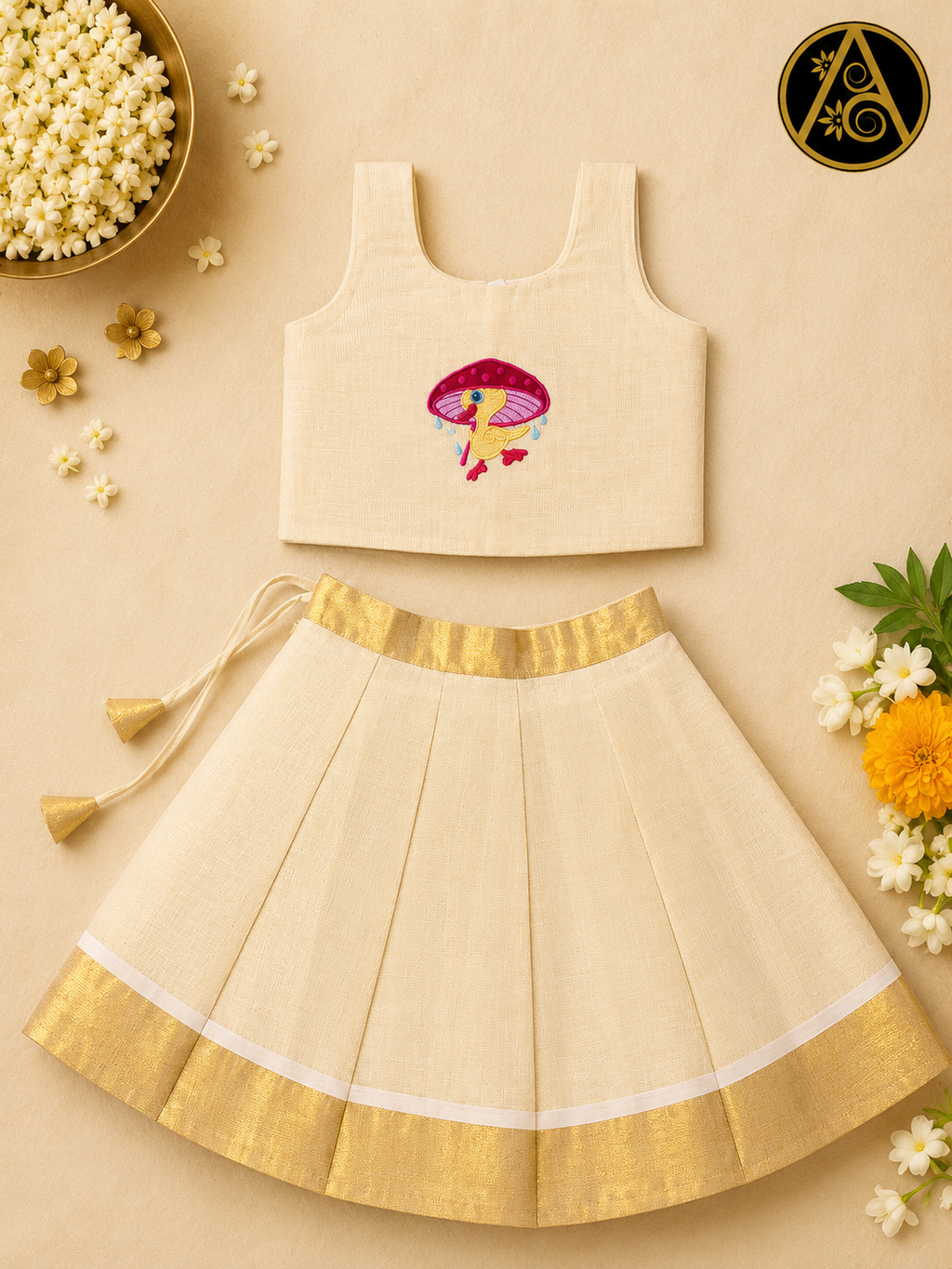 Pattu Pavadai (Premium Kerala Kasavu Pattu Pavadai Set for Girls – Traditional Festive Wear)