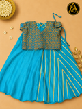 Kids Pattu pavadai(Blue Umbrella skirt and top)