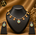 Imitation Jewelry (Floral Mint Green Necklace Set with Stud Earrings)