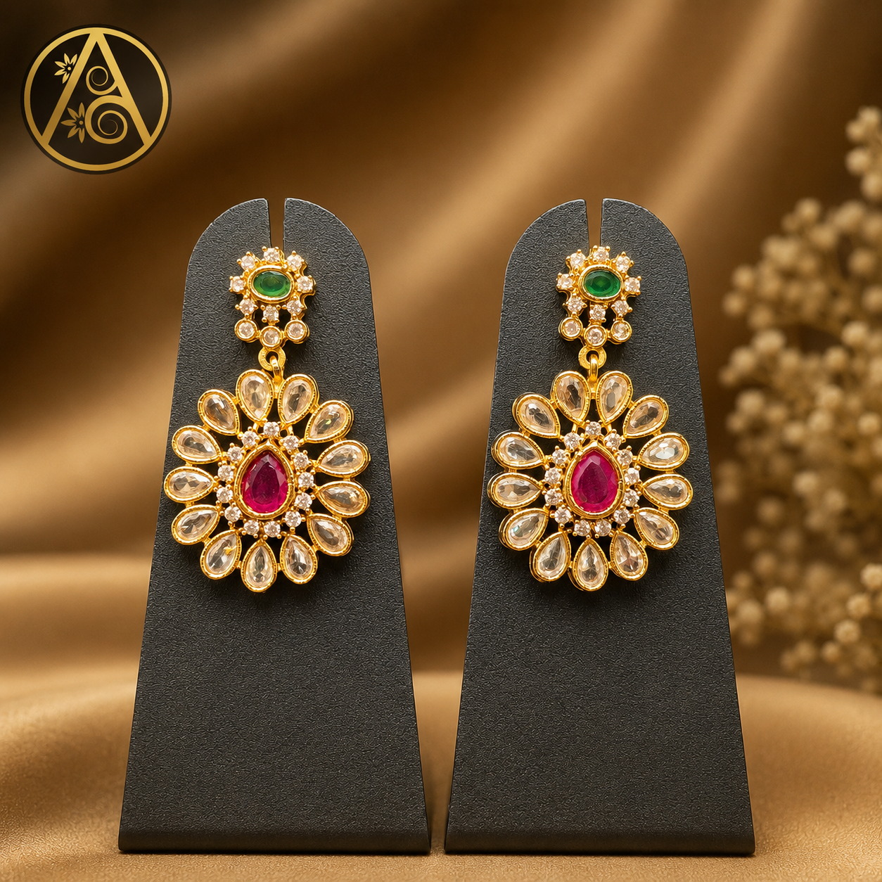 Imitation jewelry(Royal Kundan Premium Statement Necklace Set with Designer Earrings)