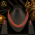 Premium Plated Jewelry(Premium Plated Red Stone Necklace Set)