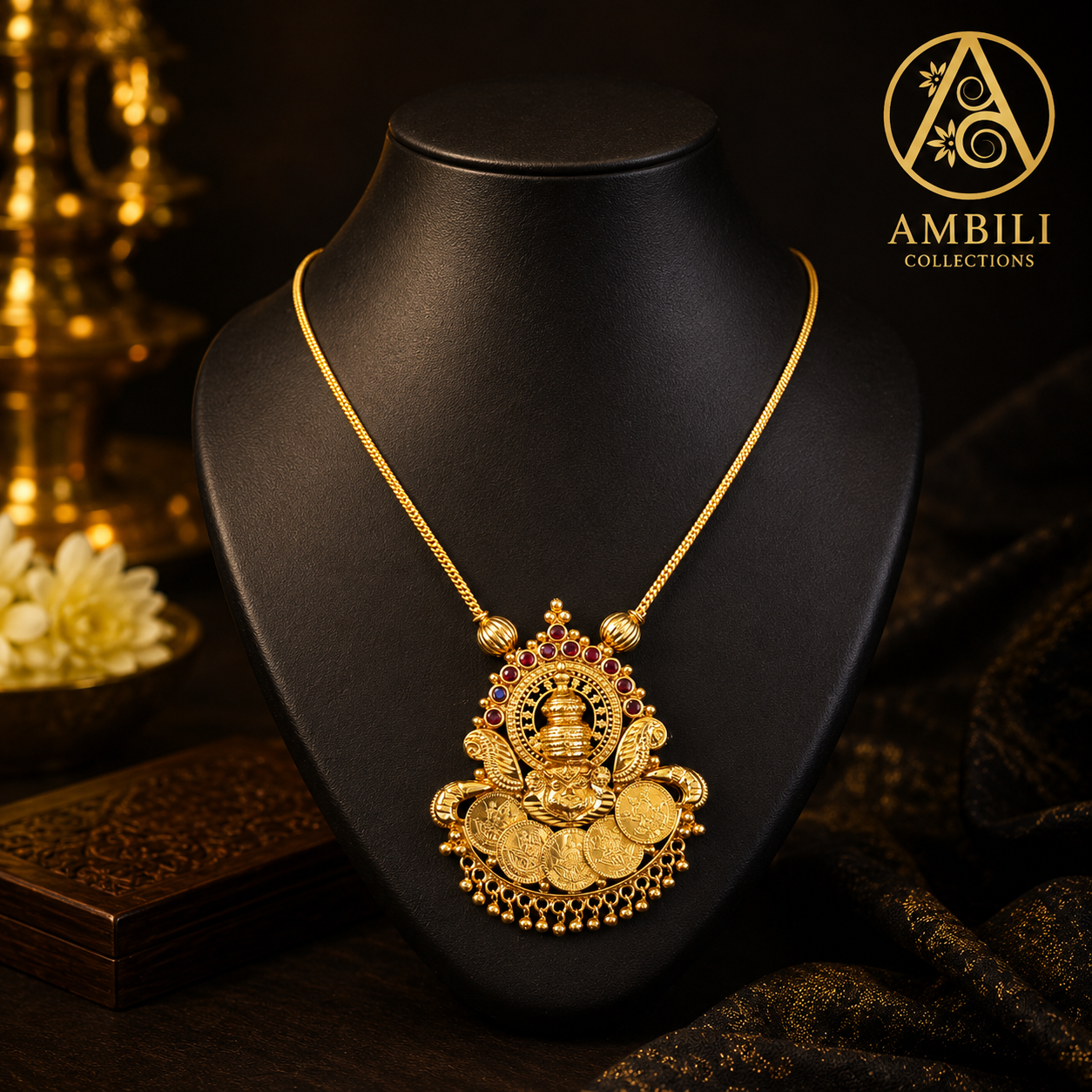 Premium Plated Jewelry (Premium Plated Lakshmi Coin Pendant Necklace – Divine Kerala Heritage Collection)
