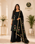 Kurta set with dupatta (Black Floral Kurta Set with Dupatta)