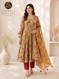 Kurta set with Dupatta (Yellow Floral Printed Kurta Set with Dupatta)