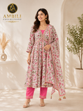 Kurta set with Dupatta (Pink Floral Printed Kurta Set with Dupatta)