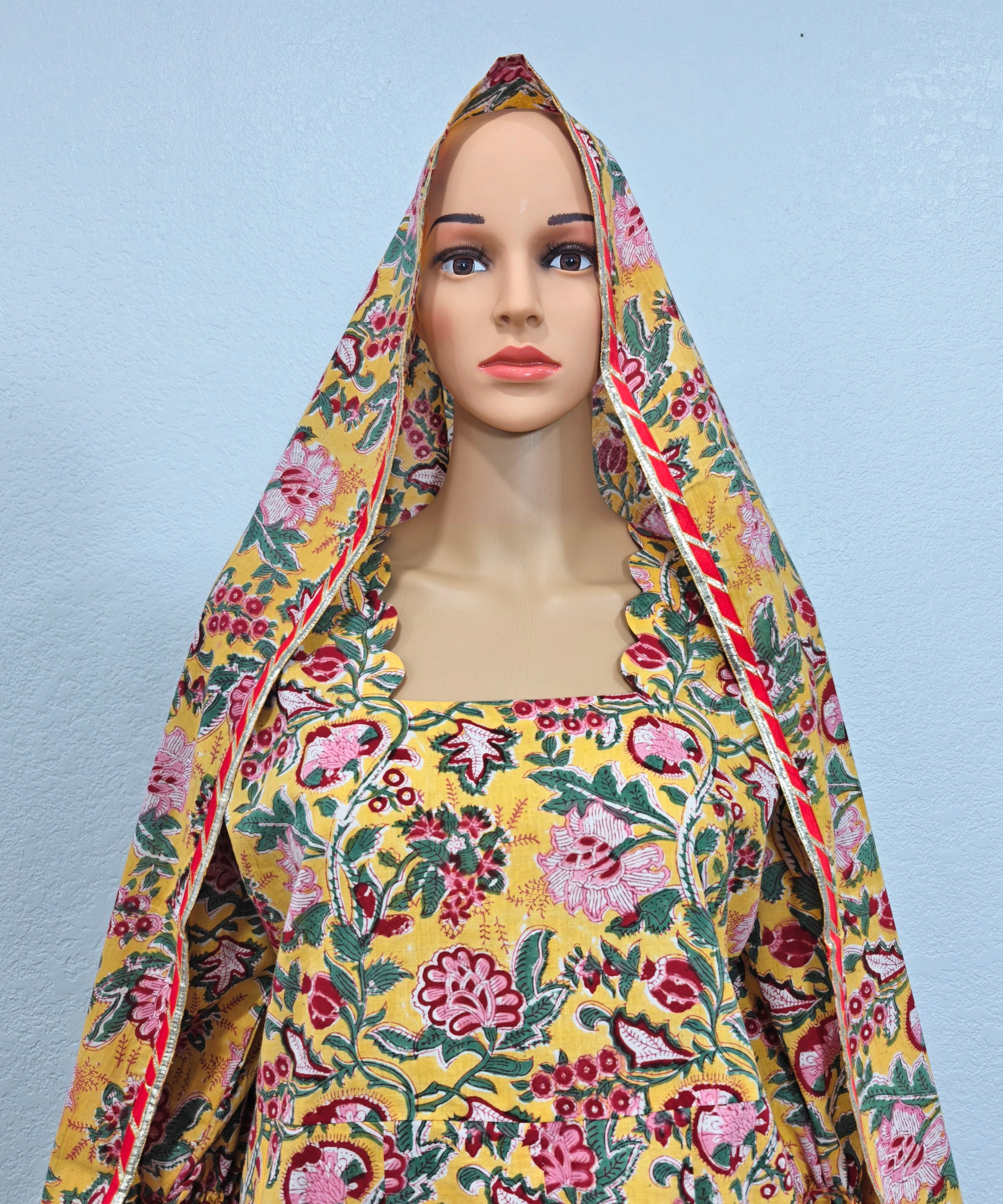 Kurta set with Dupatta (Yellow Floral Printed Kurta Set with Dupatta)