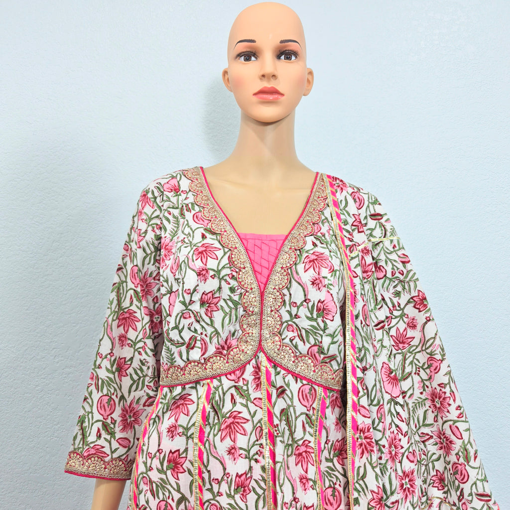 Kurta set with Dupatta (Pink Floral Printed Kurta Set with Dupatta)
