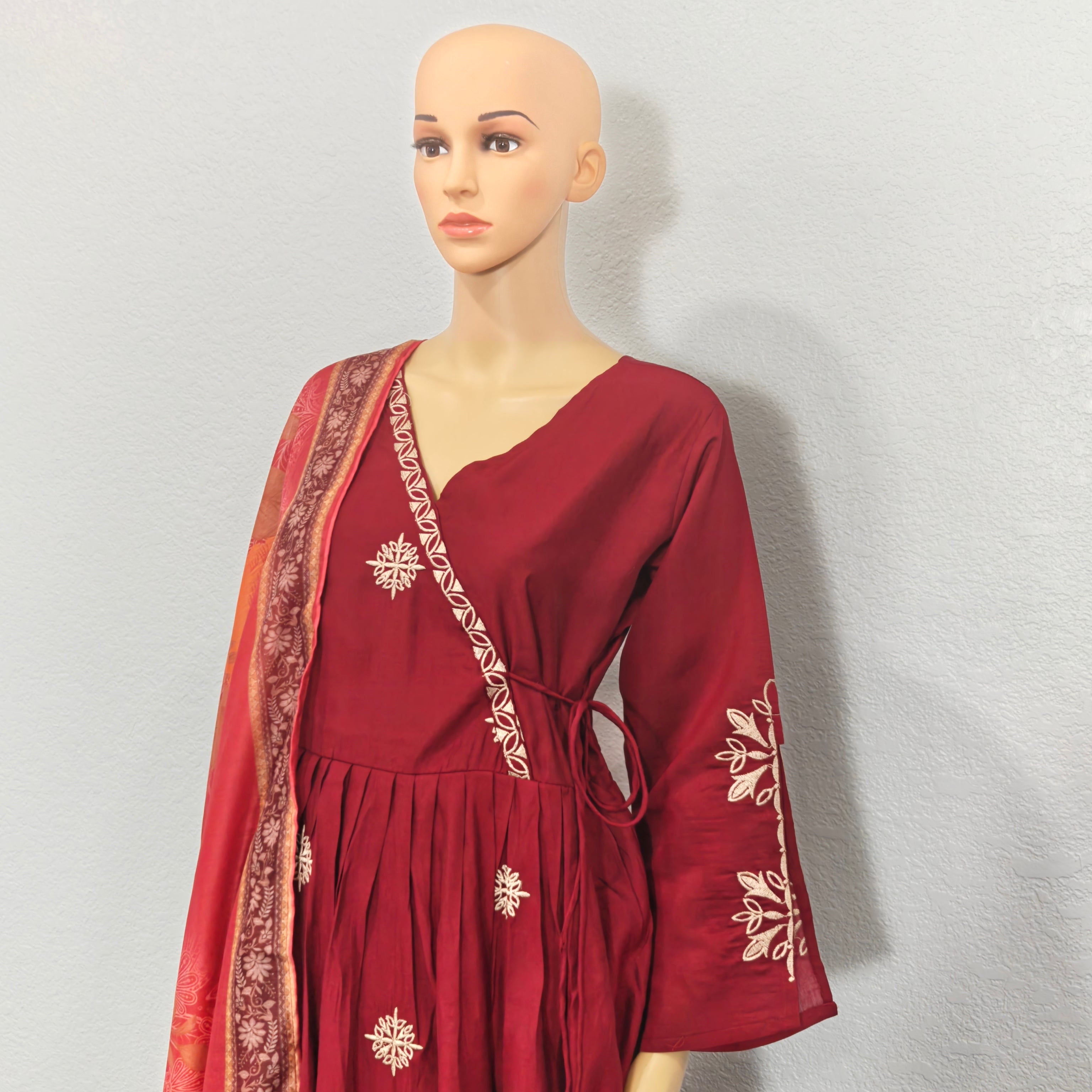 Kurta set with Dupatta(Maroon Embroidered Kurta Set with Dupatta)