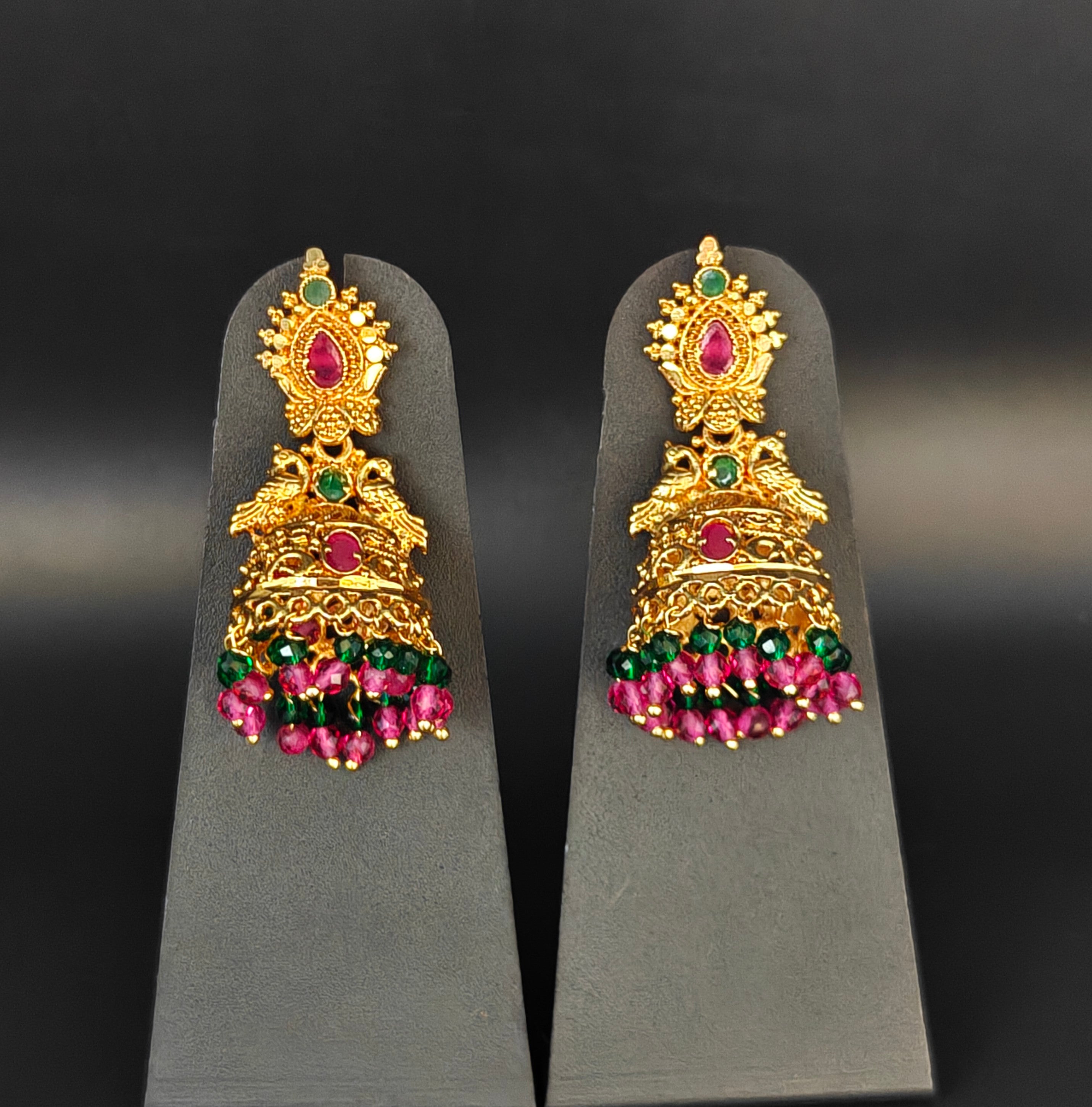 Premium Plated Earring (Premium Plated Kemp Stone Jhumka Earrings)