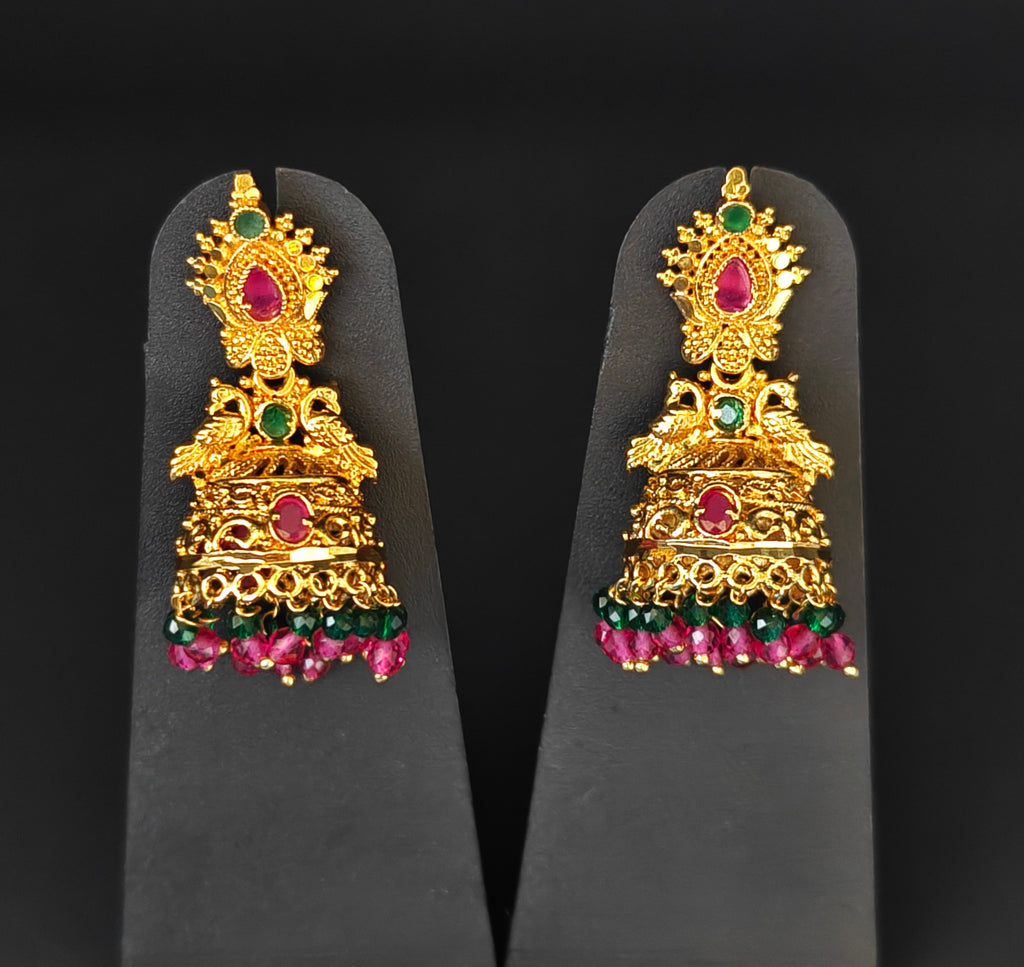 Premium Plated Earring (Premium Plated Kemp Stone Jhumka Earrings)