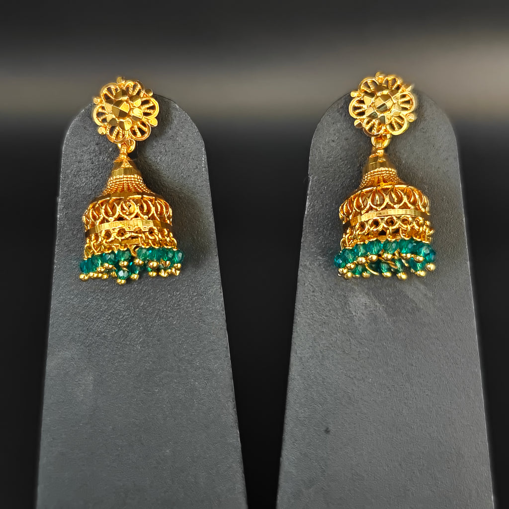 Premium Plated Earring (Premium Plated Green Beaded Jhumka Earrings)