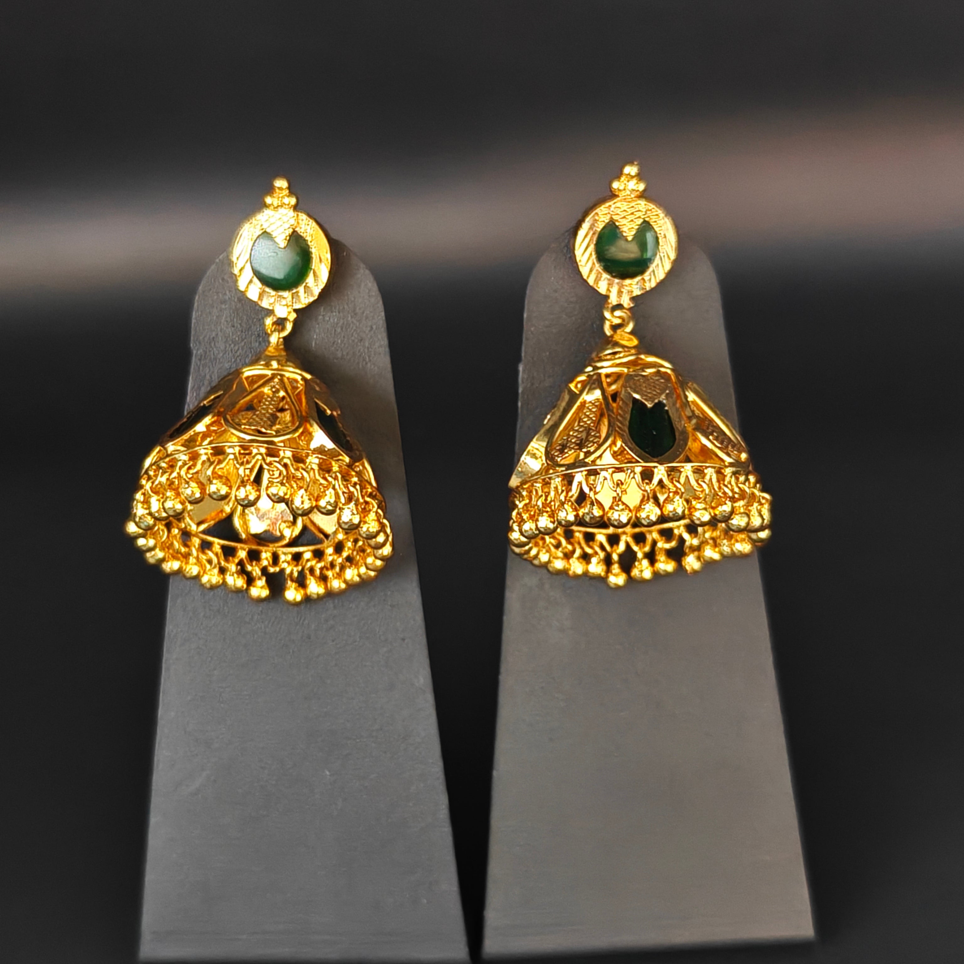 Premium Plated earring(Premium Plated Green Stone Jhumka Earrings)