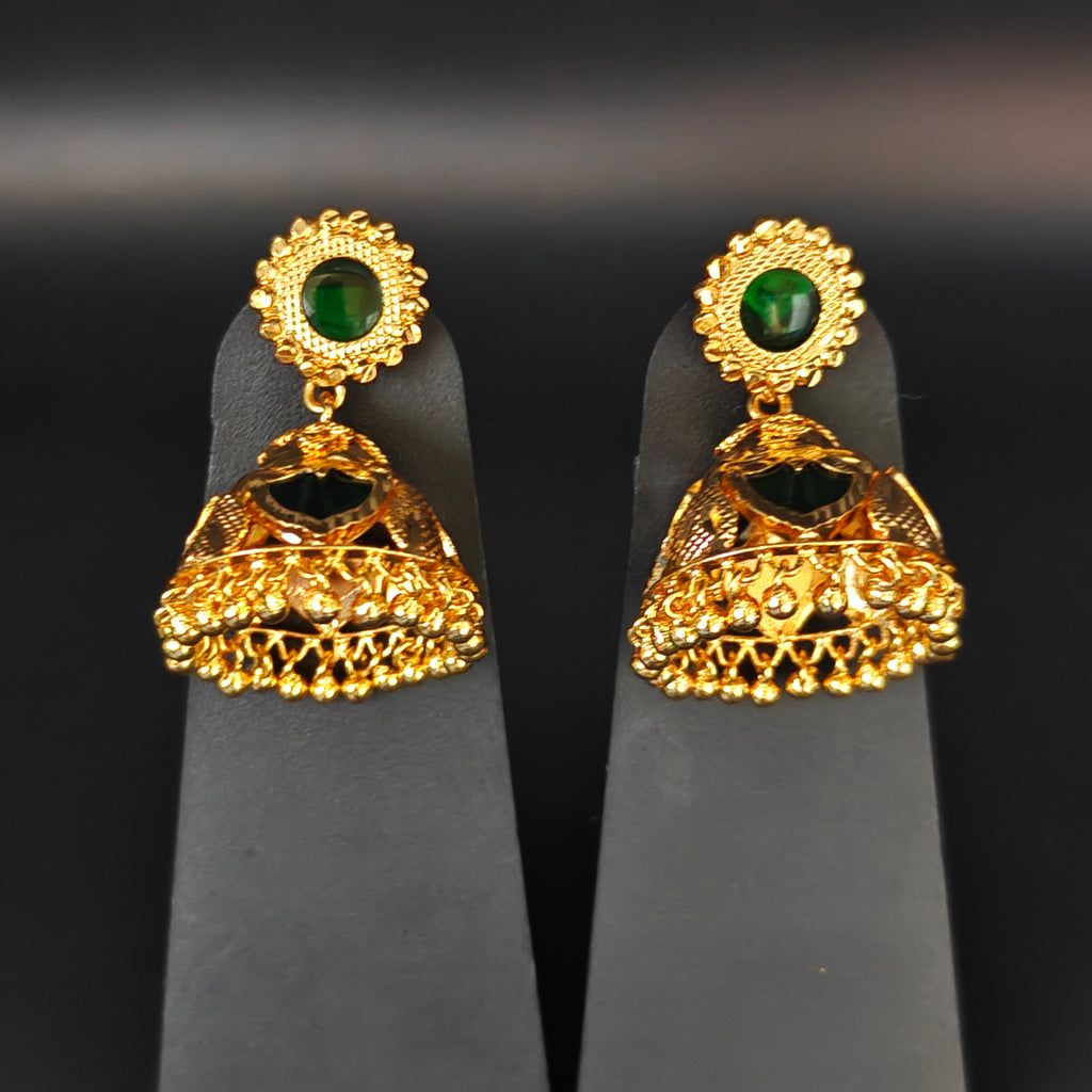 Premium Plated Jhumka (Premium Plated Emerald Green Jhumka Earrings)
