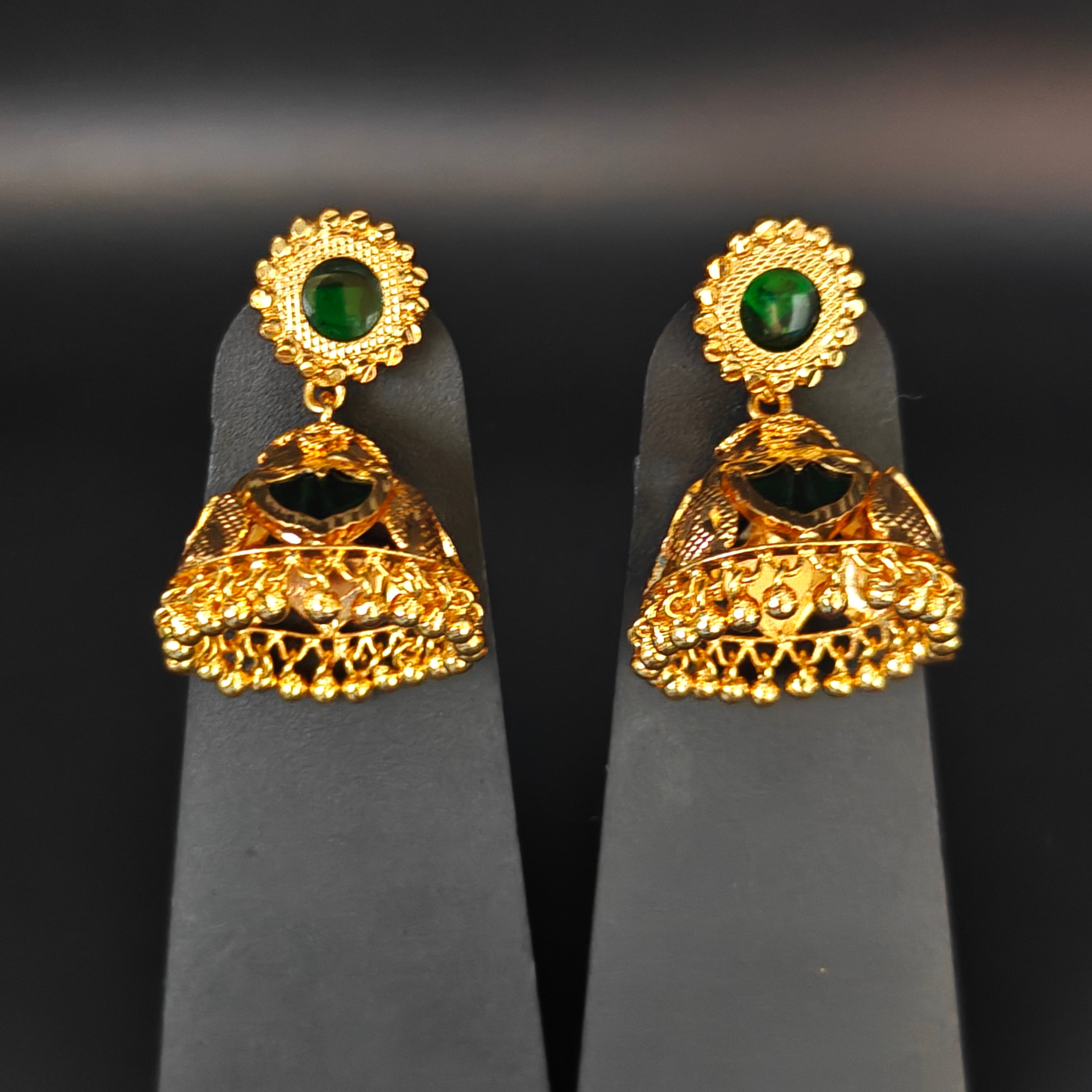 Premium Plated Jhumka (Premium Plated Emerald Green Jhumka Earrings)