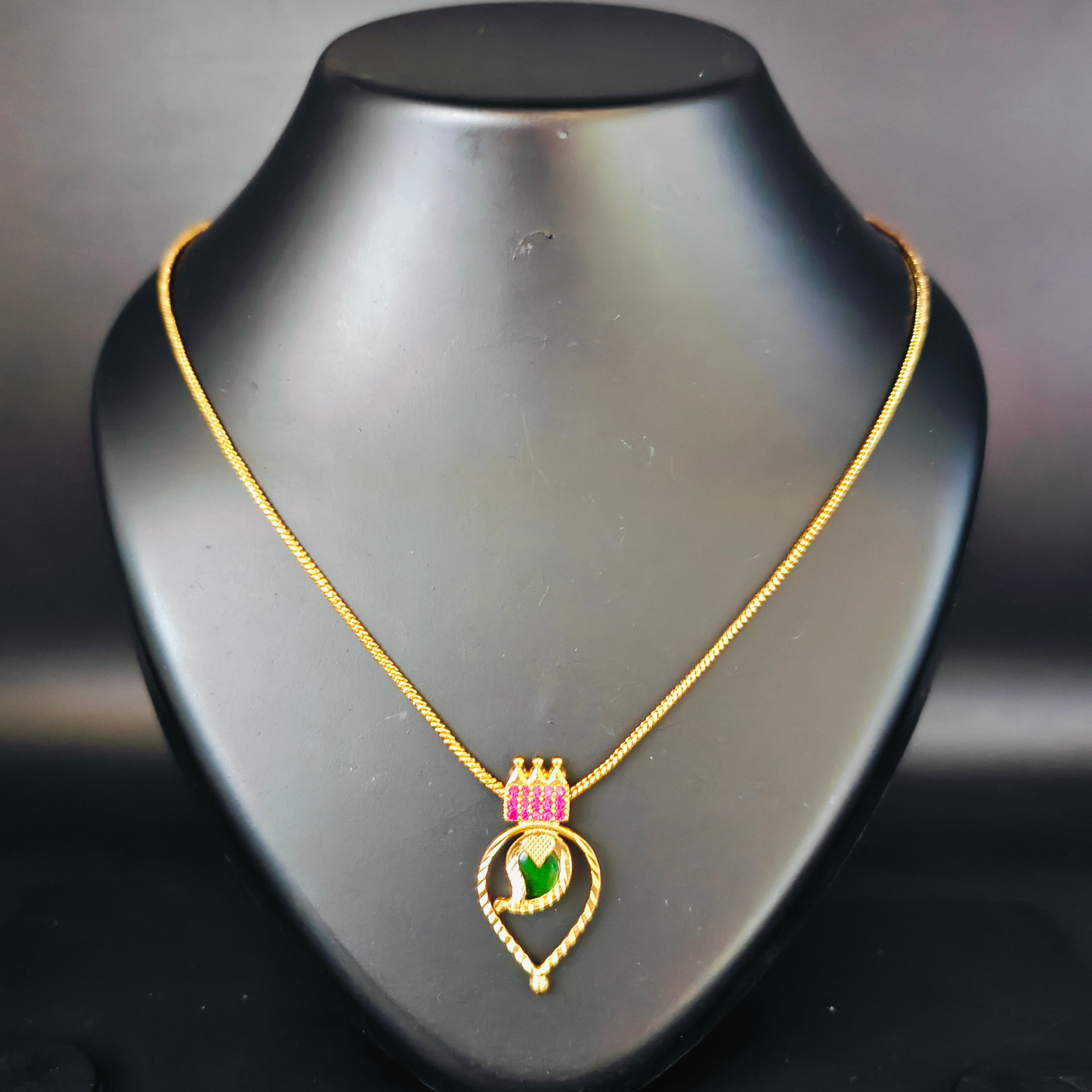 Premium Plated Necklace (Premium Plated Green Stone Pendant Necklace)