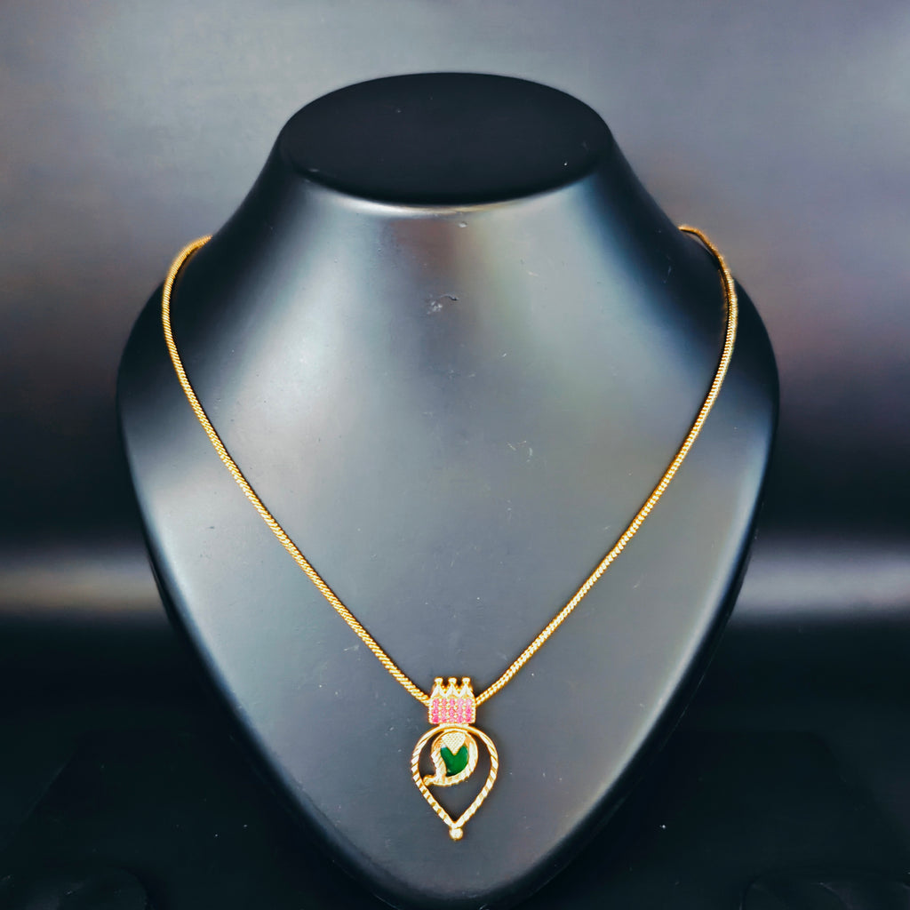 Premium Plated Necklace (Premium Plated Green Stone Pendant Necklace)
