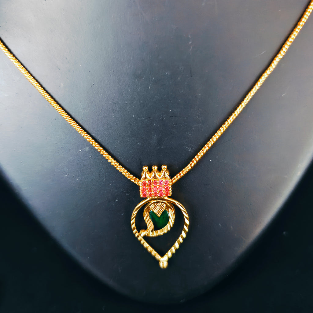 Premium Plated Necklace (Premium Plated Green Stone Pendant Necklace)