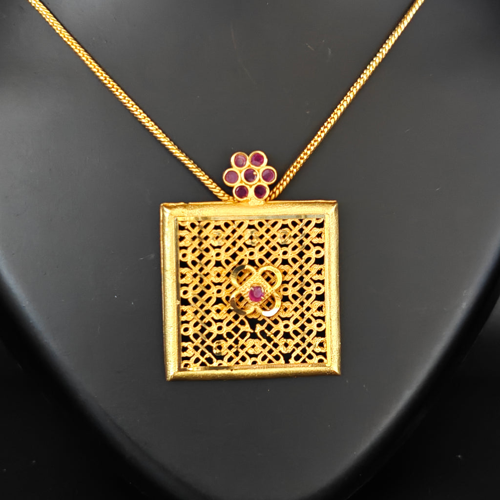 Premium Plated Necklace (Premium Plated Square Pendant Necklace)