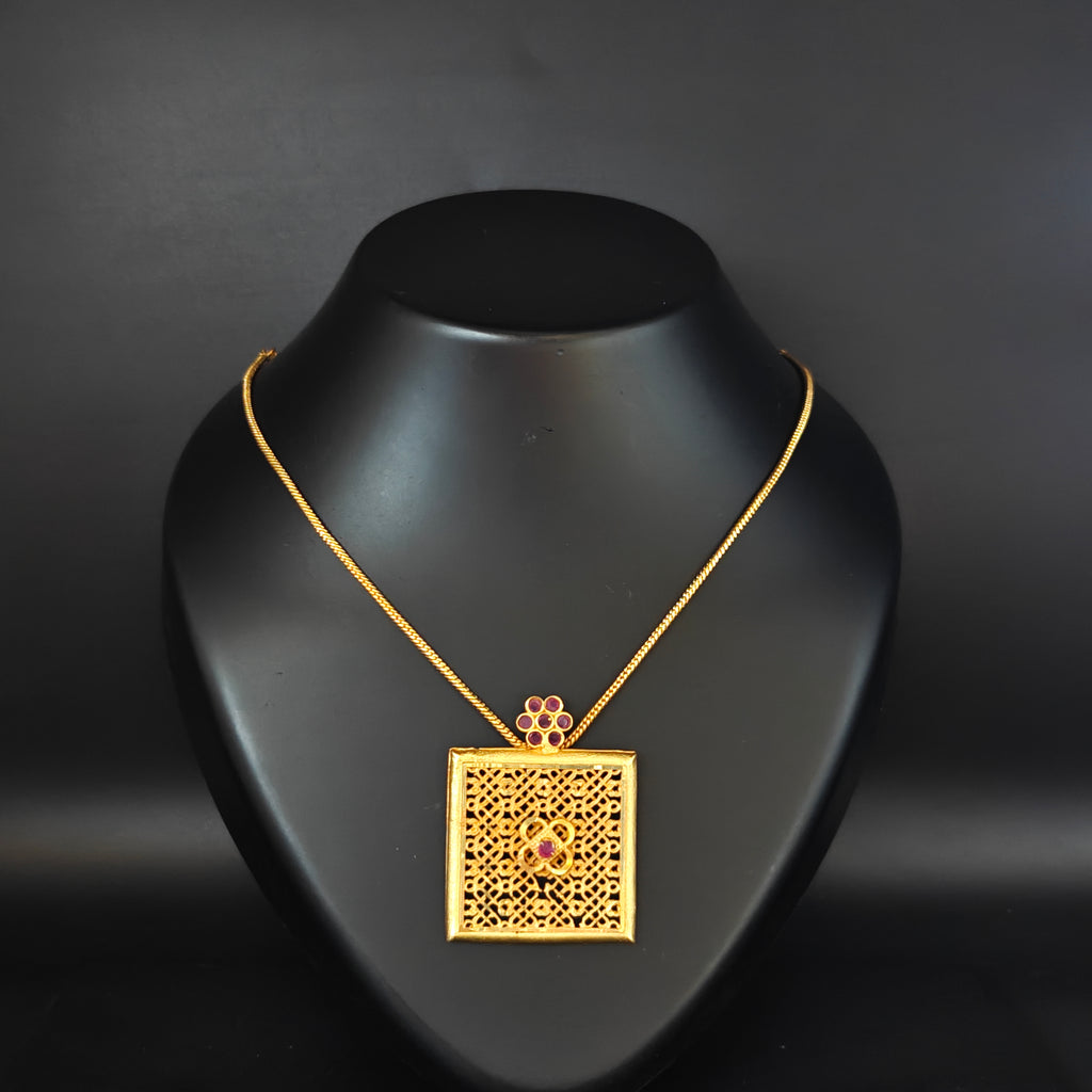 Premium Plated Necklace (Premium Plated Square Pendant Necklace)