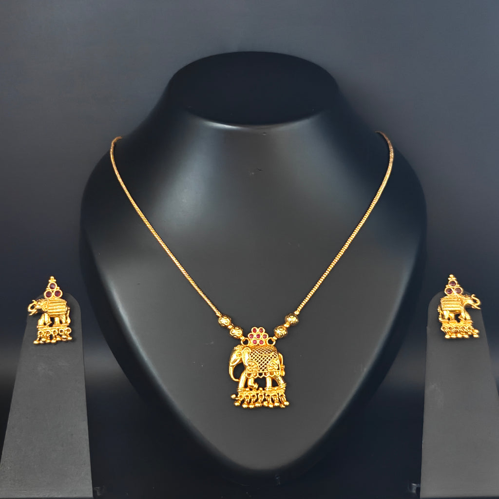 Premium Plated Necklace set(Premium Plated Traditional Elephant Pendant Necklace Set)